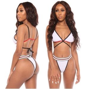Icon Swim White Black and Red Bikini NWT - Size Large